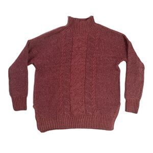 Maurices Women's Cabled Cottage Coral Tunic Mock Neck Pullover Sweater Size L